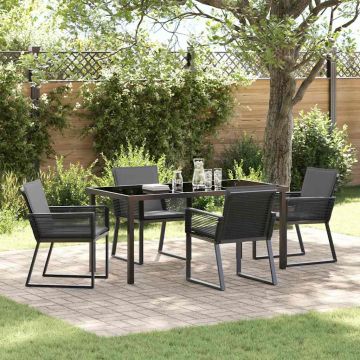 vidaXL Sodo valgomojo komplektas 5 pcs Juoda