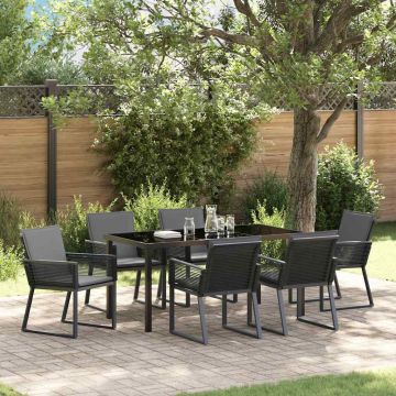 vidaXL Sodo valgomojo komplektas 7 pcs Juoda