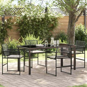 vidaXL Sodo valgomojo komplektas 5 pcs Juoda
