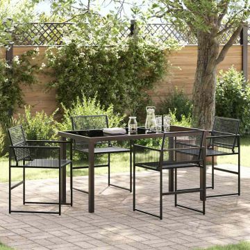 vidaXL Sodo valgomojo komplektas 5 pcs Juoda