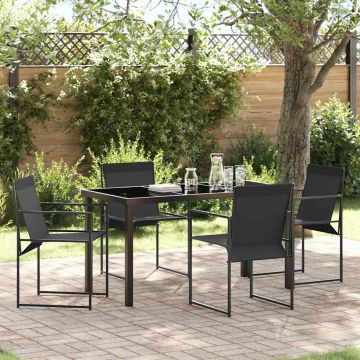 vidaXL Sodo valgomojo komplektas 5 pcs Juoda