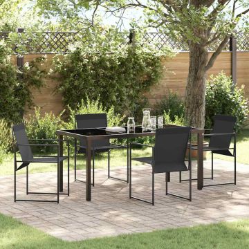 vidaXL Sodo valgomojo komplektas 5 pcs Juoda