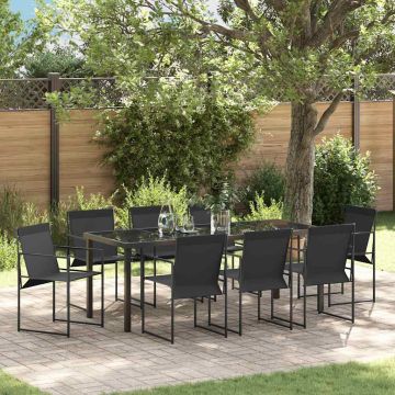 vidaXL Sodo valgomojo komplektas 9 pcs Juoda