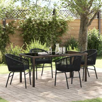 vidaXL Sodo valgomojo komplektas 5 pcs Juoda