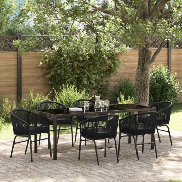 vidaXL Sodo valgomojo komplektas 7 pcs Juoda