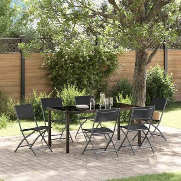 vidaXL Sodo valgomojo komplektas 7 pcs Juoda