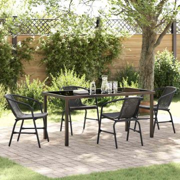 vidaXL Sodo valgomojo komplektas 5 pcs Juoda
