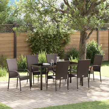 vidaXL Sodo valgomojo komplektas 7 pcs Ruda
