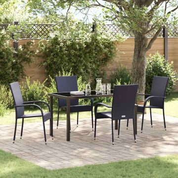 vidaXL Sodo valgomojo komplektas 5 pcs Juoda