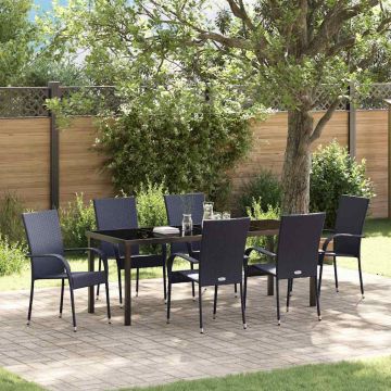 vidaXL Sodo valgomojo komplektas 7 pcs Juoda