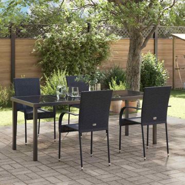 vidaXL Sodo valgomojo komplektas 5 pcs Juoda