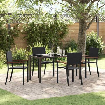 vidaXL Sodo valgomojo komplektas 5 pcs Juoda