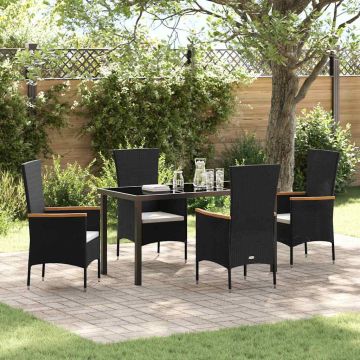 vidaXL Sodo valgomojo komplektas su pagalve 5 pcs Juoda