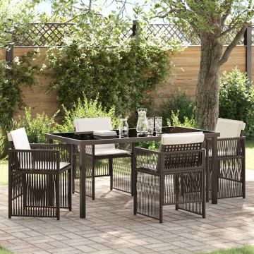 vidaXL Sodo valgomojo komplektas 5 pcs Ruda