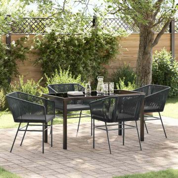 vidaXL Sodo valgomojo komplektas su pagalve 5 pcs Juoda