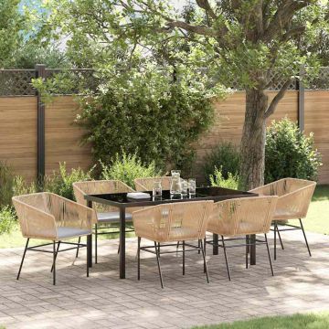 vidaXL Sodo valgomojo komplektas su pagalve 7 pcs Ruda