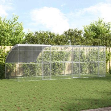 vidaXL Vištų narvas 3 pcs Sidabro 600 x 200 x 200 cm Plienas ir PE
