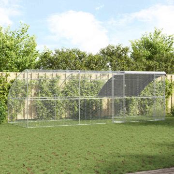 vidaXL Vištų narvas 3 pcs Sidabro 600 x 200 x 200 cm Plienas ir PE