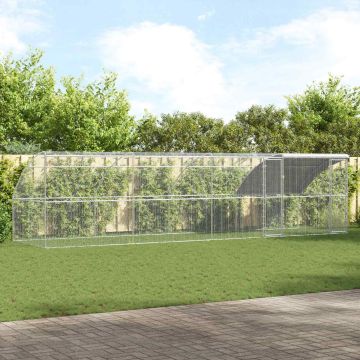 vidaXL Vištų narvas 4 pcs Sidabro 800 x 200 x 200 cm Plienas ir PE