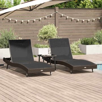 vidaXL Saulės gultas 3 pcs Ruda 197 x 70 x 82 cm poliratanas