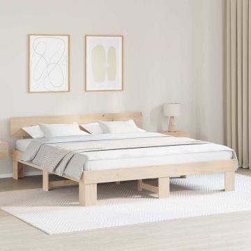 vidaXL Lovos rėmas Ruda 200 x 200 cm Kietos pušies mediena