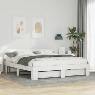 vidaXL Lovos rėmas Balta 180 x 200 cm Kietos pušies mediena