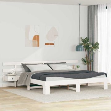 vidaXL Lovos rėmas Balta 200 x 200 cm Kietos pušies mediena