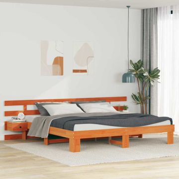 vidaXL Lovos rėmas Ruda 200 x 200 cm Kietos pušies mediena