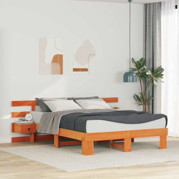 vidaXL Lovos rėmas Ruda 150 x 200 cm Kietos pušies mediena