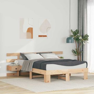 vidaXL Lovos rėmas Ruda 135 x 190 cm Kietos pušies mediena
