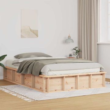 vidaXL Lovos rėmas Ruda 140 x 190 cm Kietos pušies mediena