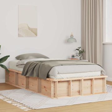 vidaXL Lovos rėmas Ruda 90 x 190 cm Kietos pušies mediena