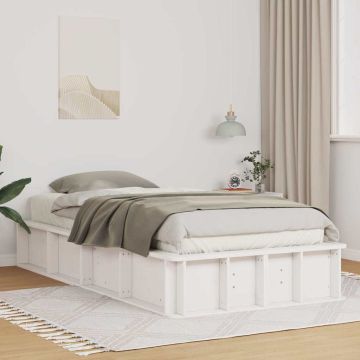 vidaXL Lovos rėmas Balta 90 x 190 cm Kietos pušies mediena