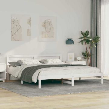 vidaXL Lovos rėmas Balta 200 x 200 cm Kietos pušies mediena