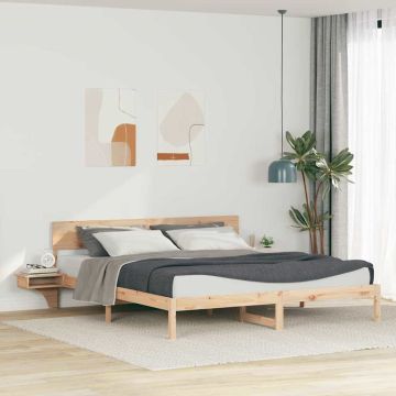 vidaXL Lovos rėmas Ruda 200 x 200 cm Kietos pušies mediena