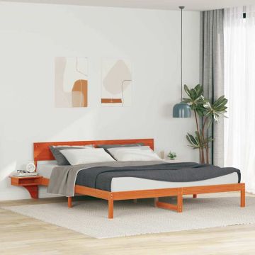 vidaXL Lovos rėmas Vaško ruda 200 x 200 cm Kietos pušies mediena