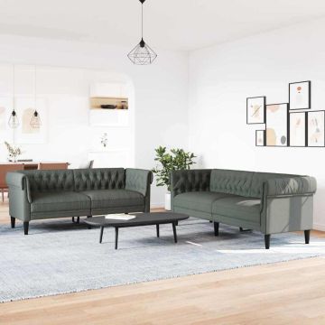 vidaXL Svetainės sofa 2 pcs Tamsiai pilka audinys