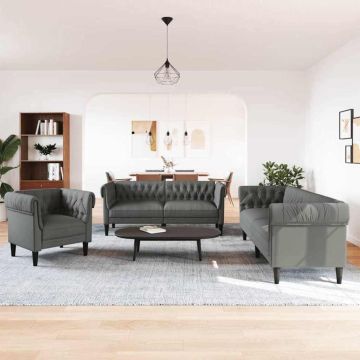 vidaXL Svetainės sofa 3 pcs Tamsiai pilka audinys