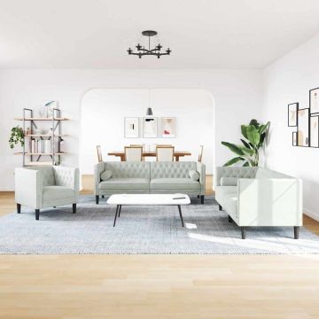 vidaXL Svetainės sofa 3 pcs Šviesiai pilka 194 x 74,5 x 70,5 cm