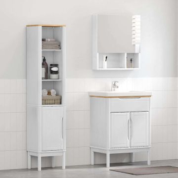 vidaXL Vonios baldų rinkinys FLORO 2 pcs Balta Kietas pušies medis