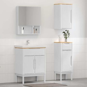 vidaXL Vonios baldų rinkinys FLORO 3 pcs Balta Kietas pušies medis