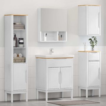 vidaXL Vonios baldų rinkinys FLORO 4 pcs Balta Kietas pušies medis