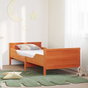 vidaXL Lovos rėmas su čiužiniu Ruda 80 x 200 cm Kietos pušies mediena
