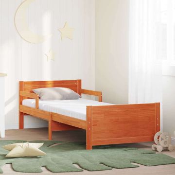 vidaXL Lovos rėmas su čiužiniu Ruda 80 x 200 cm Kietos pušies mediena
