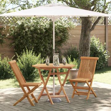 vidaXL Sodo valgomojo komplektas 3 pcs Ruda Kietos akacijos mediena