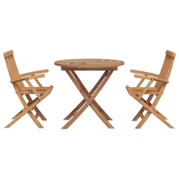 vidaXL Sodo valgomojo komplektas 3 pcs Ruda Kietos akacijos mediena