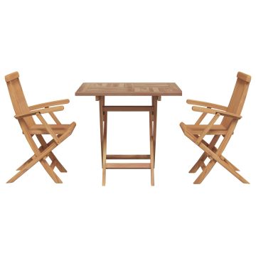 vidaXL Sodo valgomojo komplektas 3 pcs Ruda Kietos akacijos mediena