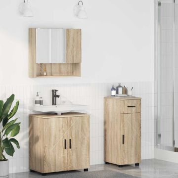 vidaXL Vonios baldų rinkinys su stalčių 3 pcs Sonoma ąžuolas
