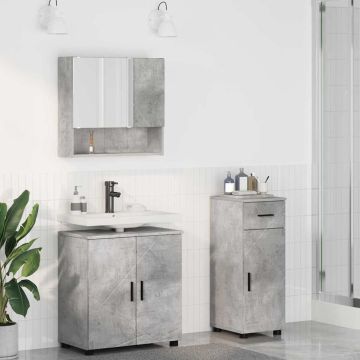 vidaXL Vonios baldų rinkinys su stalčių su saugykla 3 pcs Betono pilka