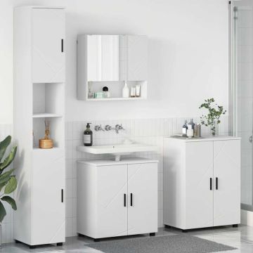 vidaXL Vonios baldų rinkinys 4 pcs Balta Apdirbta mediena & metalas